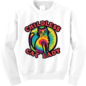 2024 Childless Cat Lady Design Ladies Is Voting Kamala Elect Kids Sweatshirt