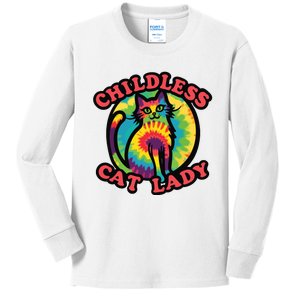 2024 Childless Cat Lady Design Ladies Is Voting Kamala Elect Kids Long Sleeve Shirt