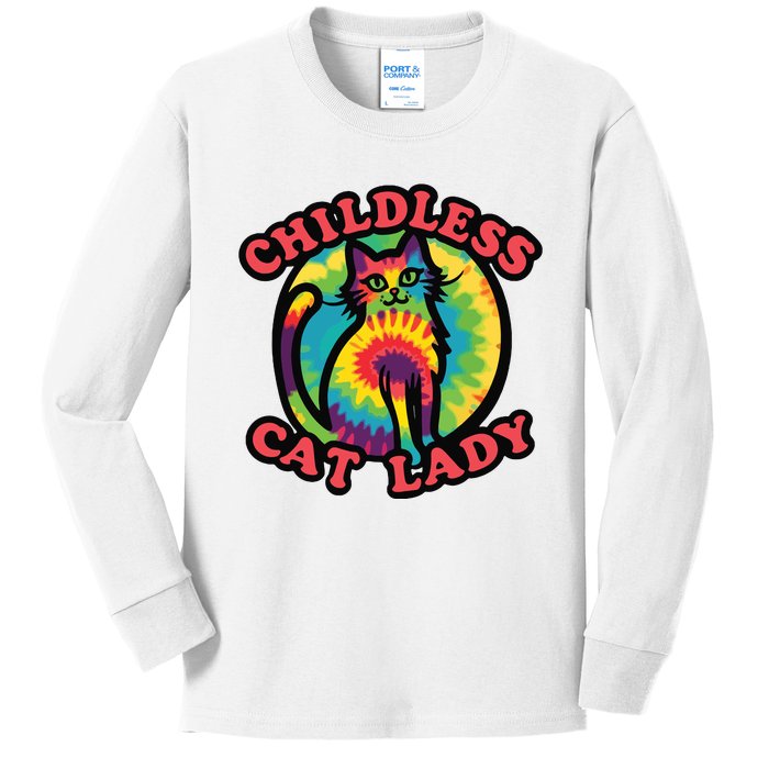 2024 Childless Cat Lady Design Ladies Is Voting Kamala Elect Kids Long Sleeve Shirt