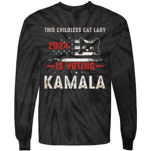 2024 Childless Cat Lady Tie-Dye Long Sleeve Shirt