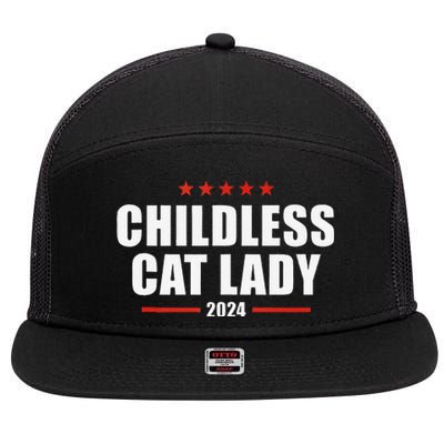 2024 Childless Cat Lady 7 Panel Mesh Trucker Snapback Hat