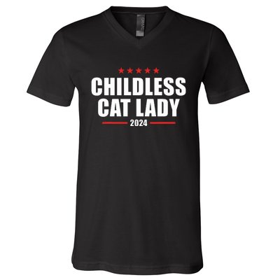 2024 Childless Cat Lady V-Neck T-Shirt