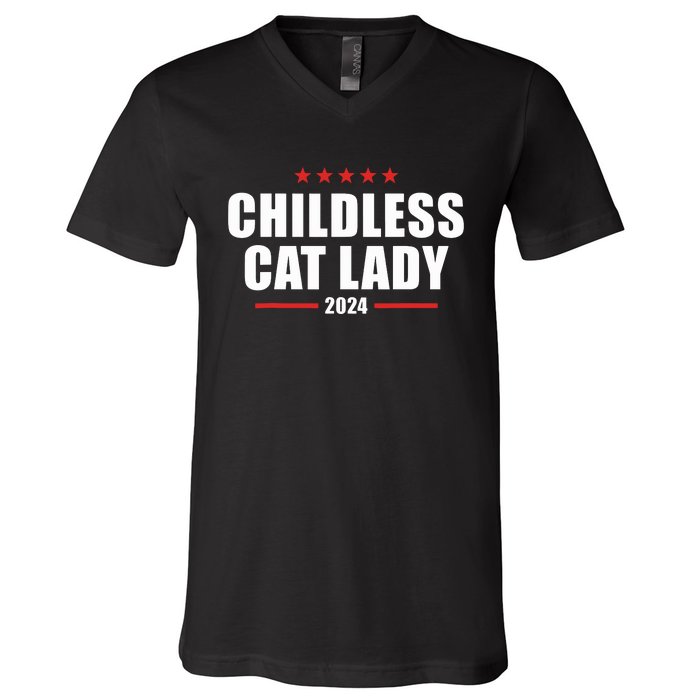 2024 Childless Cat Lady V-Neck T-Shirt