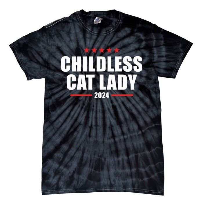 2024 Childless Cat Lady Tie-Dye T-Shirt