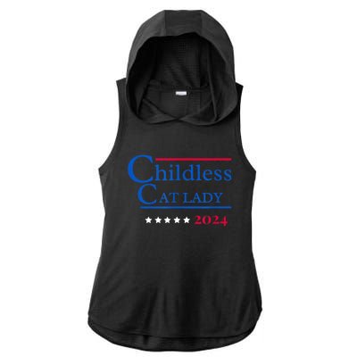 2024 Childless Cat Lady Ladies PosiCharge Tri-Blend Wicking Draft Hoodie Tank