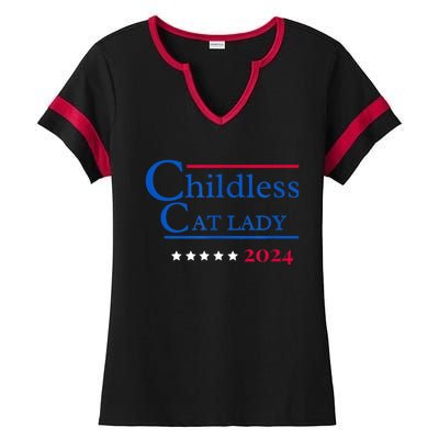 2024 Childless Cat Lady Ladies Halftime Notch Neck Tee