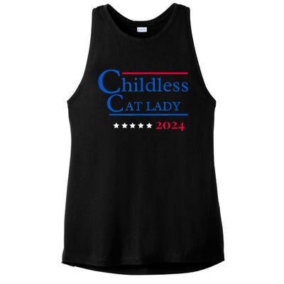 2024 Childless Cat Lady Ladies PosiCharge Tri-Blend Wicking Tank