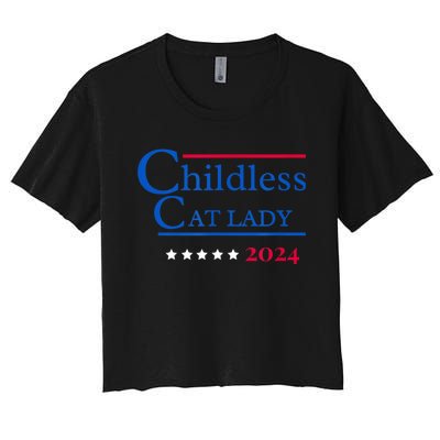 2024 Childless Cat Lady Women's Crop Top Tee