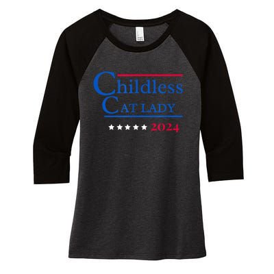 2024 Childless Cat Lady Women's Tri-Blend 3/4-Sleeve Raglan Shirt