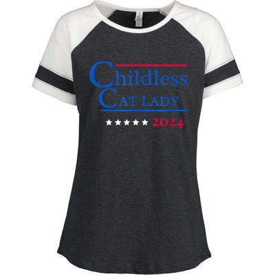 2024 Childless Cat Lady Enza Ladies Jersey Colorblock Tee