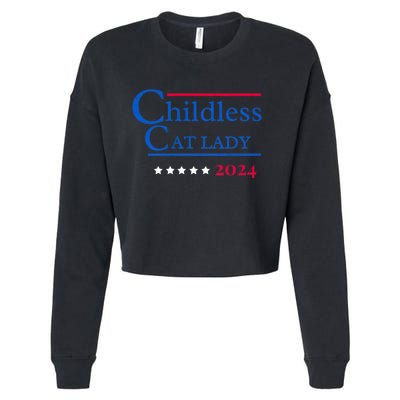 2024 Childless Cat Lady For President Cropped Pullover Crew