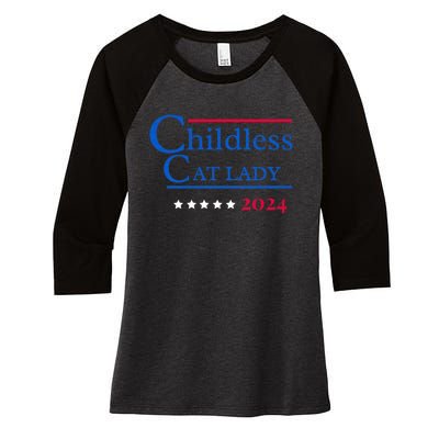 2024 Childless Cat Lady For President Women's Tri-Blend 3/4-Sleeve Raglan Shirt