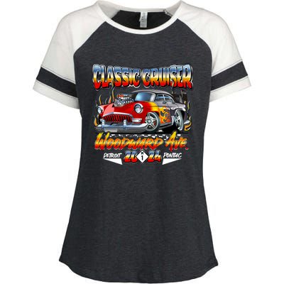 2024 Classic Cruiser Red Muscle Car Detroit To Pontiac Enza Ladies Jersey Colorblock Tee