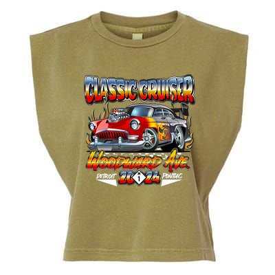 2024 Classic Cruiser Red Muscle Car Detroit To Pontiac Garment-Dyed Women's Muscle Tee