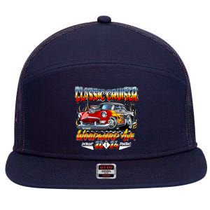 2024 Classic Cruiser Red Muscle Car Detroit To Pontiac 7 Panel Mesh Trucker Snapback Hat