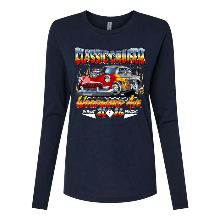 2024 Classic Cruiser Red Muscle Car Detroit To Pontiac Womens Cotton Relaxed Long Sleeve T-Shirt