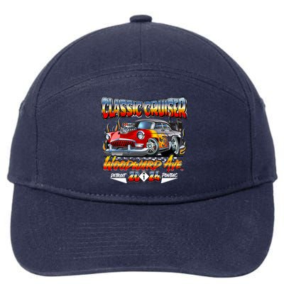 2024 Classic Cruiser Red Muscle Car Detroit To Pontiac 7-Panel Snapback Hat