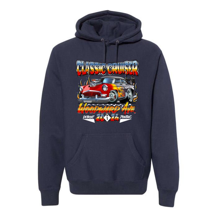 2024 Classic Cruiser Red Muscle Car Detroit To Pontiac Premium Hoodie