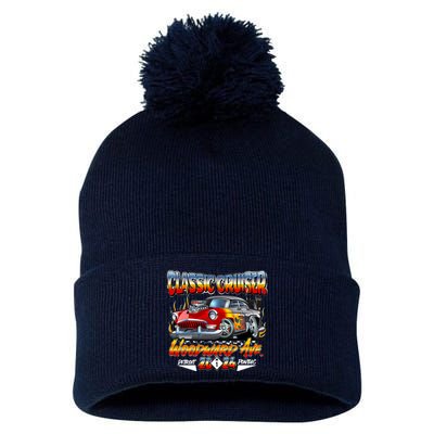 2024 Classic Cruiser Red Muscle Car Detroit To Pontiac Pom Pom 12in Knit Beanie