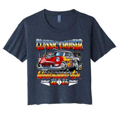 2024 Classic Cruiser Red Muscle Car Detroit To Pontiac Women's Crop Top Tee