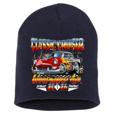 2024 Classic Cruiser Red Muscle Car Detroit To Pontiac Short Acrylic Beanie