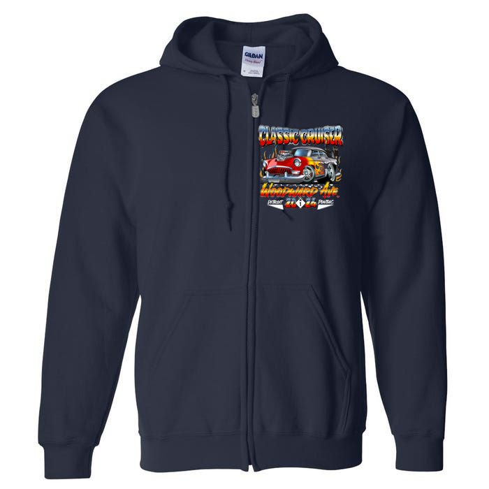 2024 Classic Cruiser Red Muscle Car Detroit To Pontiac Full Zip Hoodie