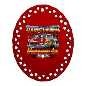 2024 Classic Cruiser Red Muscle Car Detroit To Pontiac Ceramic Oval Ornament