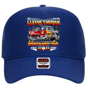 2024 Classic Cruiser Red Muscle Car Detroit To Pontiac High Crown Mesh Back Trucker Hat