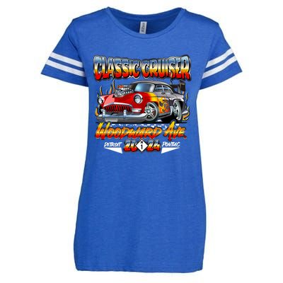 2024 Classic Cruiser Red Muscle Car Detroit To Pontiac Enza Ladies Jersey Football T-Shirt