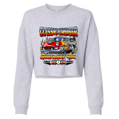 2024 Classic Cruiser Red Muscle Car Detroit To Pontiac Cropped Pullover Crew