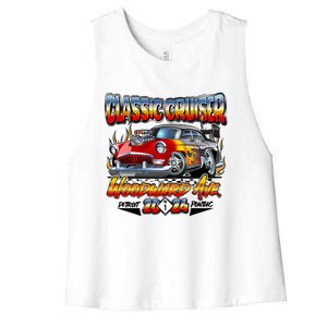 2024 Classic Cruiser Red Muscle Car Detroit To Pontiac Women's Racerback Cropped Tank