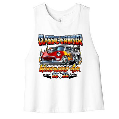 2024 Classic Cruiser Red Muscle Car Detroit To Pontiac Women's Racerback Cropped Tank