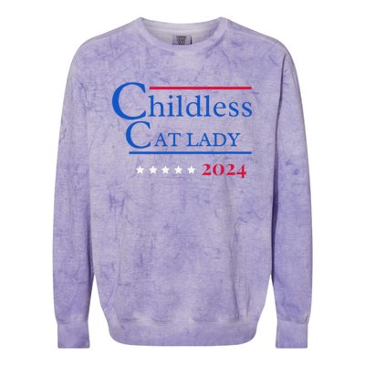 2024 Childless Cat Lady Gift Colorblast Crewneck Sweatshirt