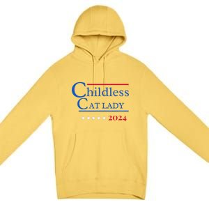 2024 Childless Cat Lady Gift Premium Pullover Hoodie