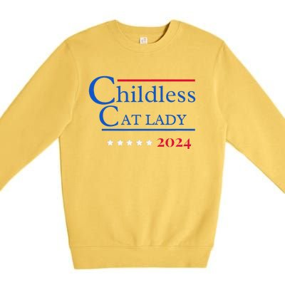 2024 Childless Cat Lady Gift Premium Crewneck Sweatshirt