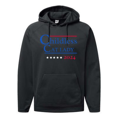 2024 Childless Cat Lady Gift Performance Fleece Hoodie