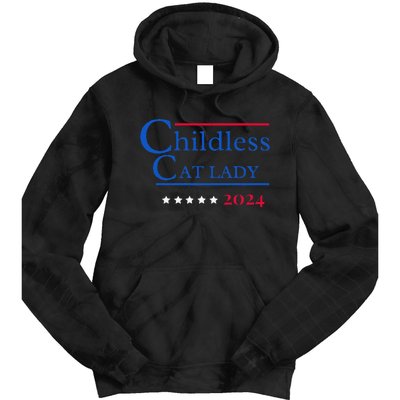 2024 Childless Cat Lady Gift Tie Dye Hoodie