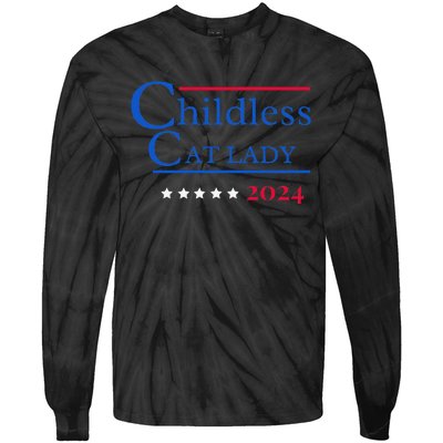 2024 Childless Cat Lady Gift Tie-Dye Long Sleeve Shirt