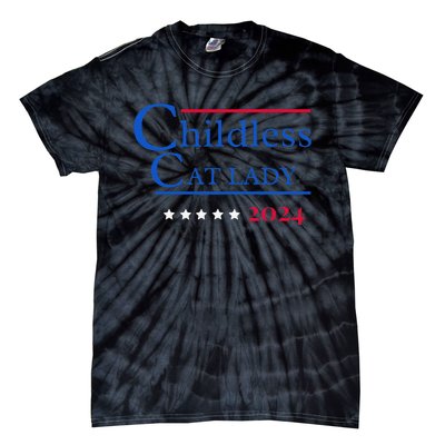 2024 Childless Cat Lady Gift Tie-Dye T-Shirt