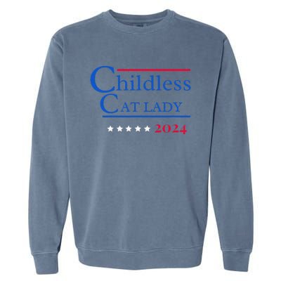 2024 Childless Cat Lady Gift Garment-Dyed Sweatshirt