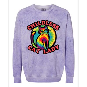 2024 Childless Cat Lady Design Ladies Is Voting Kamala Elect Colorblast Crewneck Sweatshirt