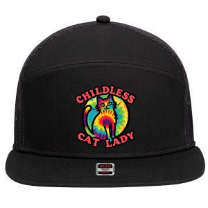 2024 Childless Cat Lady Design Ladies Is Voting Kamala Elect 7 Panel Mesh Trucker Snapback Hat