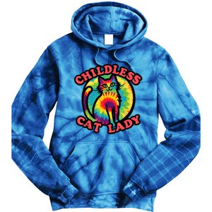 2024 Childless Cat Lady Design Ladies Is Voting Kamala Elect Tie Dye Hoodie