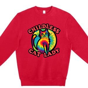 2024 Childless Cat Lady Design Ladies Is Voting Kamala Elect Premium Crewneck Sweatshirt