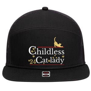 2024 Childless Cat Lady 7 Panel Mesh Trucker Snapback Hat