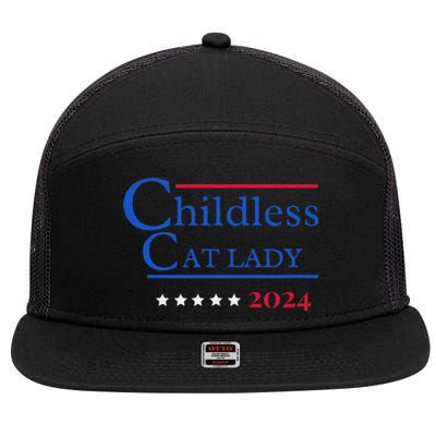 2024 Childless Cat Lady 7 Panel Mesh Trucker Snapback Hat