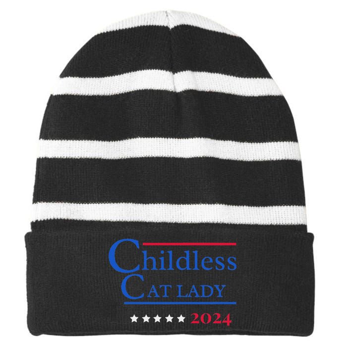 2024 Childless Cat Lady Striped Beanie with Solid Band