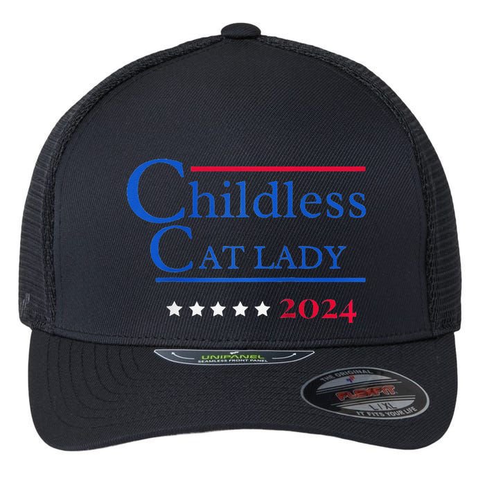 2024 Childless Cat Lady Raglan Flexfit Unipanel Trucker Cap