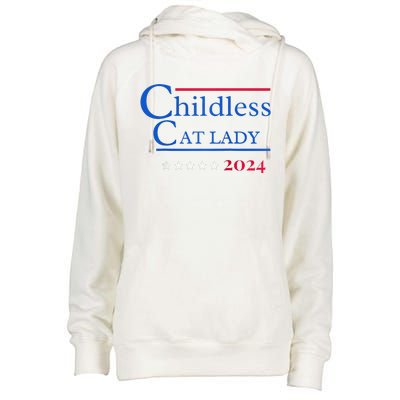 2024 Childless Cat Lady Raglan Womens Funnel Neck Pullover Hood