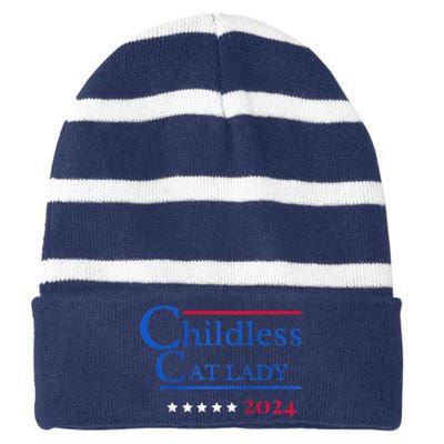 2024 Childless Cat Lady Raglan Striped Beanie with Solid Band